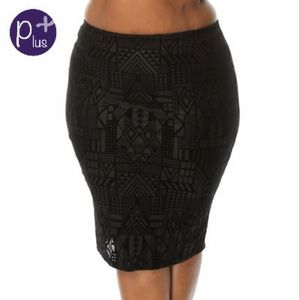 Plus Size Native Velvet Midi Skirt